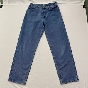 LL Bean Straight Leg High Rise Jeans Womens 12MT 30x30 Blue Denim Workwear